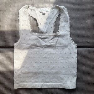 Altar'd State Cream Eyelet Racerback Tank